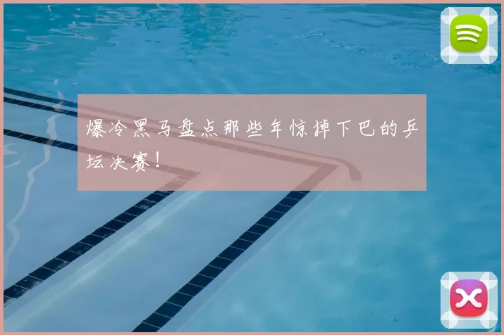 爆冷黑马盘点那些年惊掉下巴的乒坛决赛!